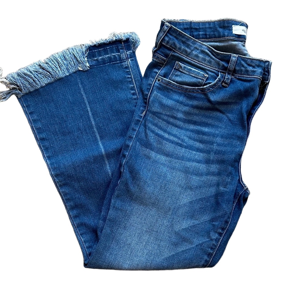 HIDDEN JEANS Medium‎ Blue 30 Frayed Hem 5-Pocket Straight Leg Distressed Jeans